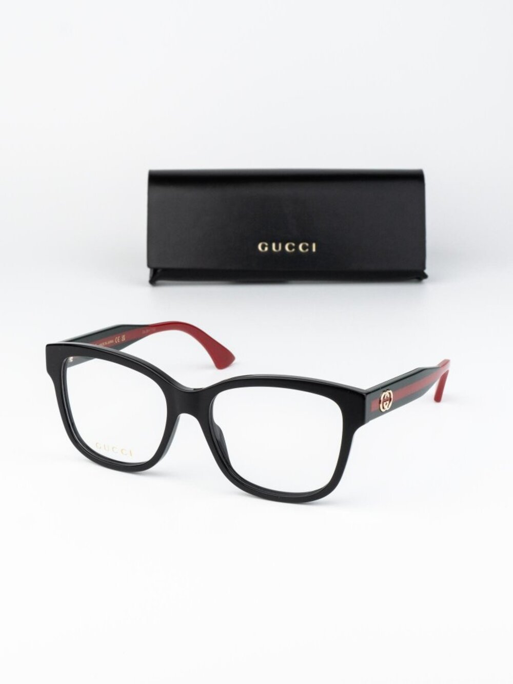 Gucci Women Eyeglasses Black Green Square GG0038ONN 001 NEW AUTHENTIC